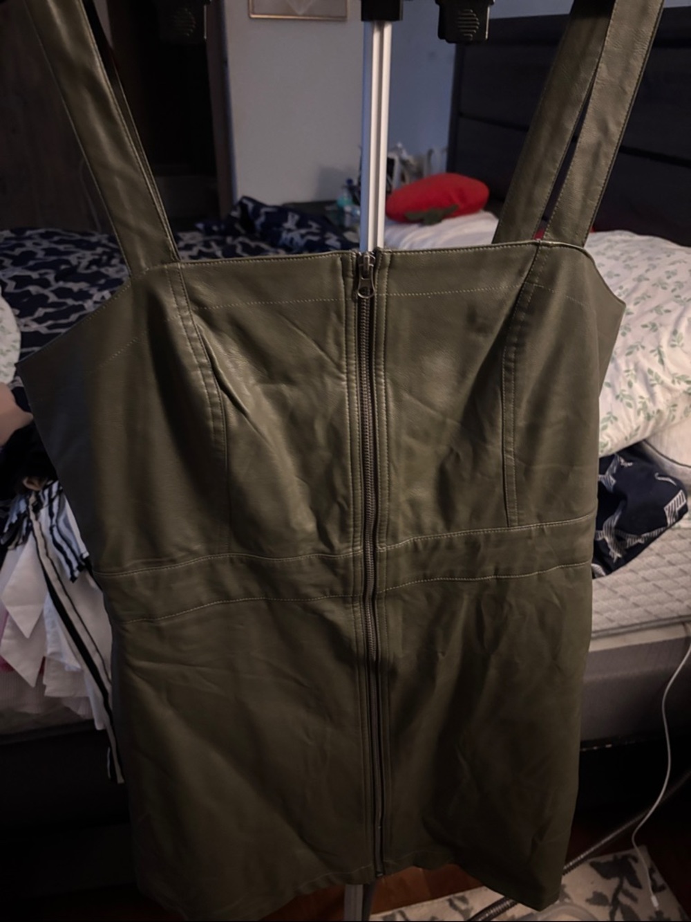 wild fable Olive Green Faux Leather Mini Dress